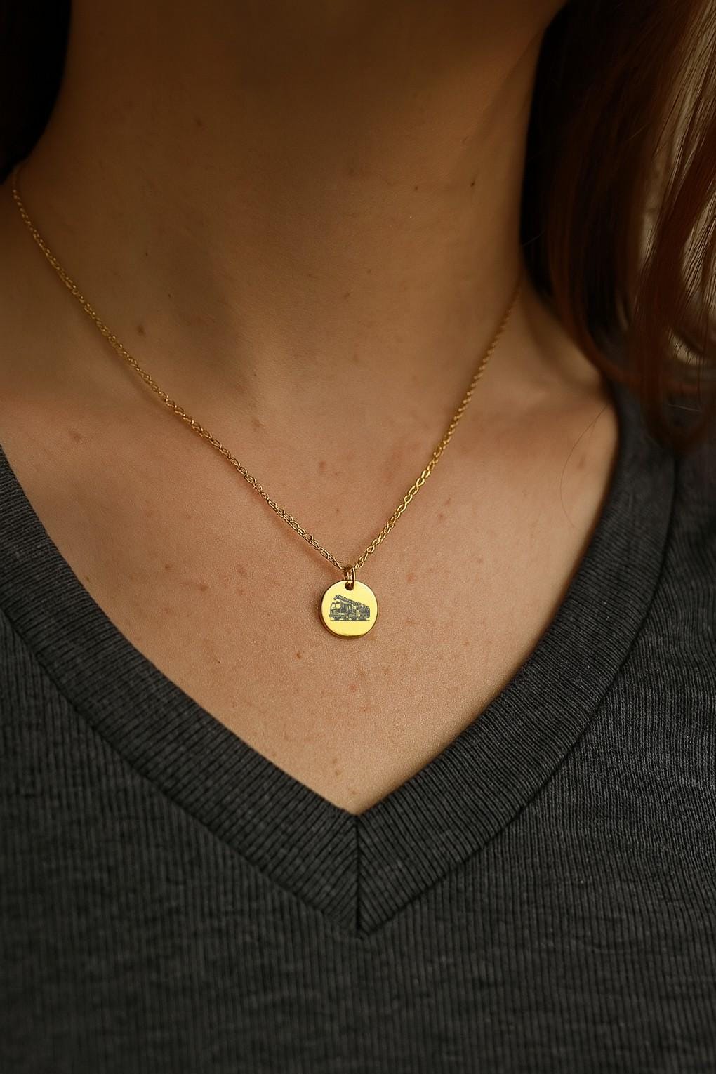 Firetruck Necklace or Keychain – Round Pendant Firefighter Gift – Fire Engine Jewelry – First Responder Keepsake