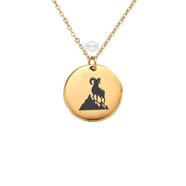 Bighorn Sheep Necklace or Keychain β Mountain Animal Pendant Gift for Him or Her, Personalized Wildlife Jewelry in Gold or Silver