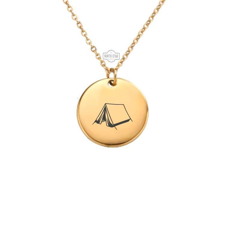 Camping Tent Necklace or Keychain β Personalized Outdoors Gift in Gold or Silver, Adventure Charm for Campers and Nature Lovers