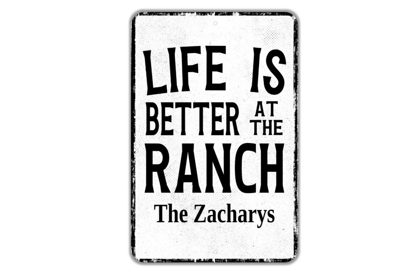 Life Is Better At The Ranch Personalized Sign - Name Metal Wall Art - Custom Name Sign