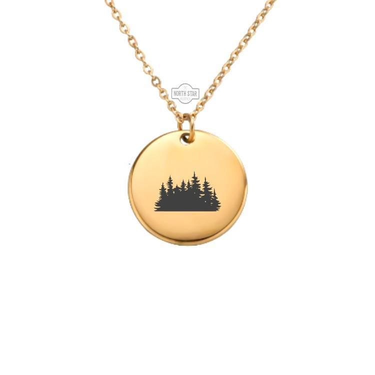 Forest Necklace or Keychain β Personalized Nature Lover Gift for Her or Him, Custom Outdoors Jewelry in Gold or Silver with Trees