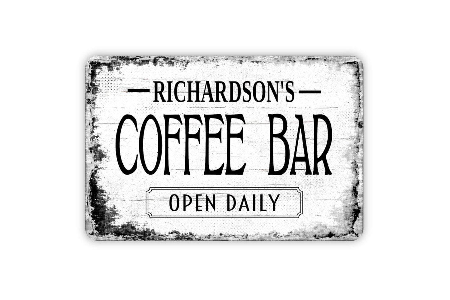 Personalized Coffee Bar Sign - Kitchen Metal Wall Art - Custom Name Sign
