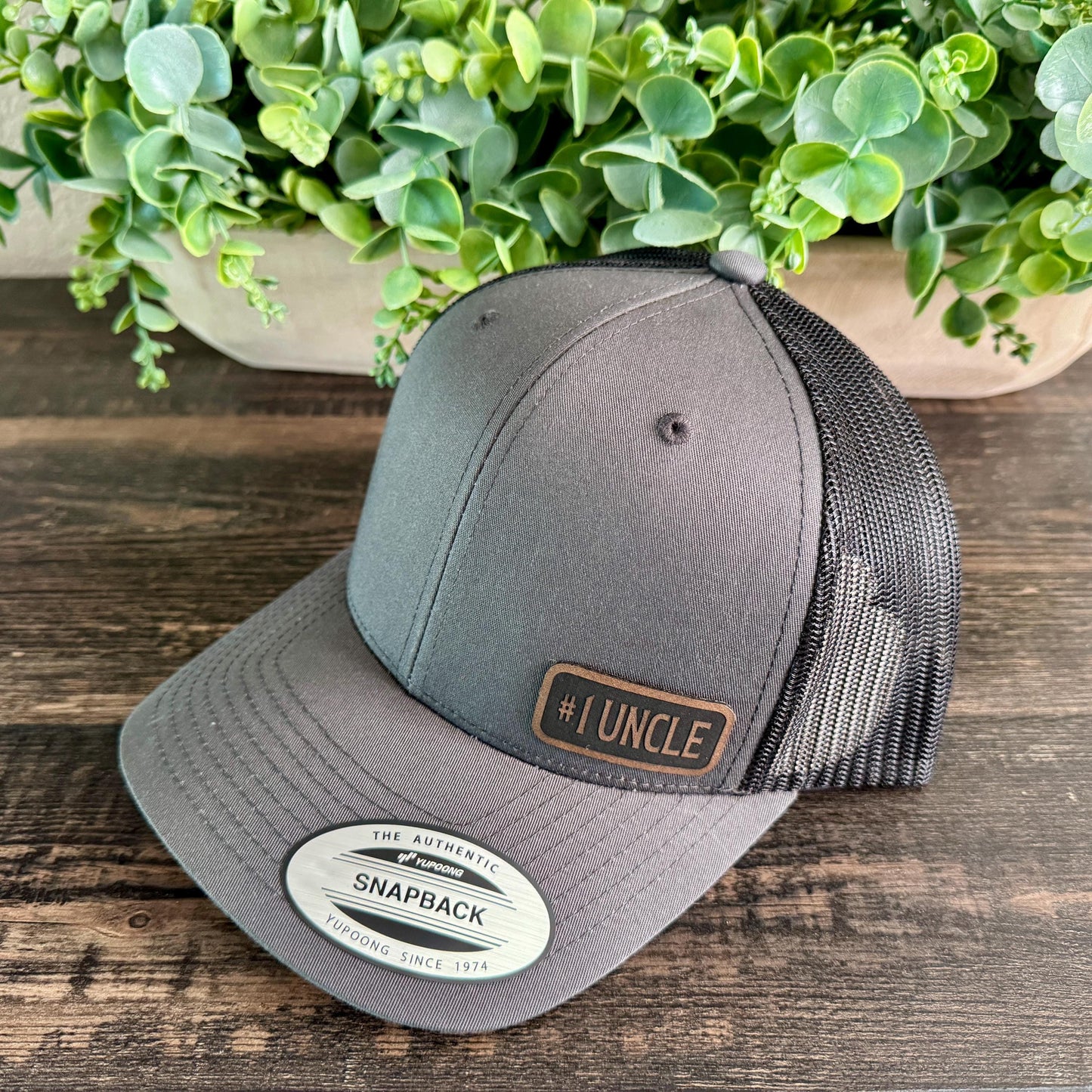 Number One Uncle Hat – #1 Uncle Snapback Trucker Hat, Engraved Patch Cap, Gift for Uncle from Niece or Nephew, Birthday or Father's Day Hat