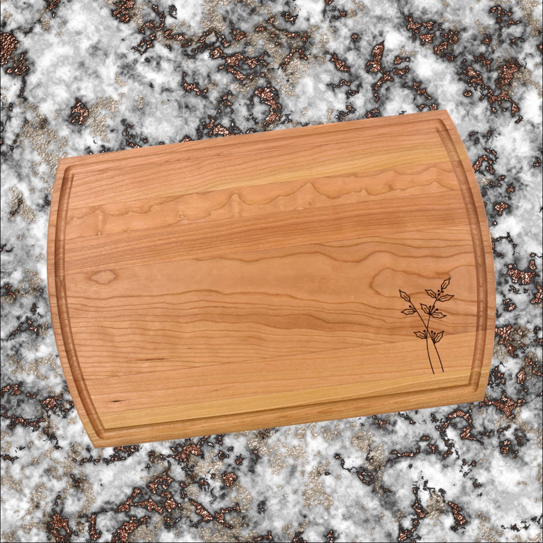 Holly Berry Cutting Board | Flower Charcuterie Board | Custom Serving Tray | Personalized December Gift | Wedding Anniversary Gift