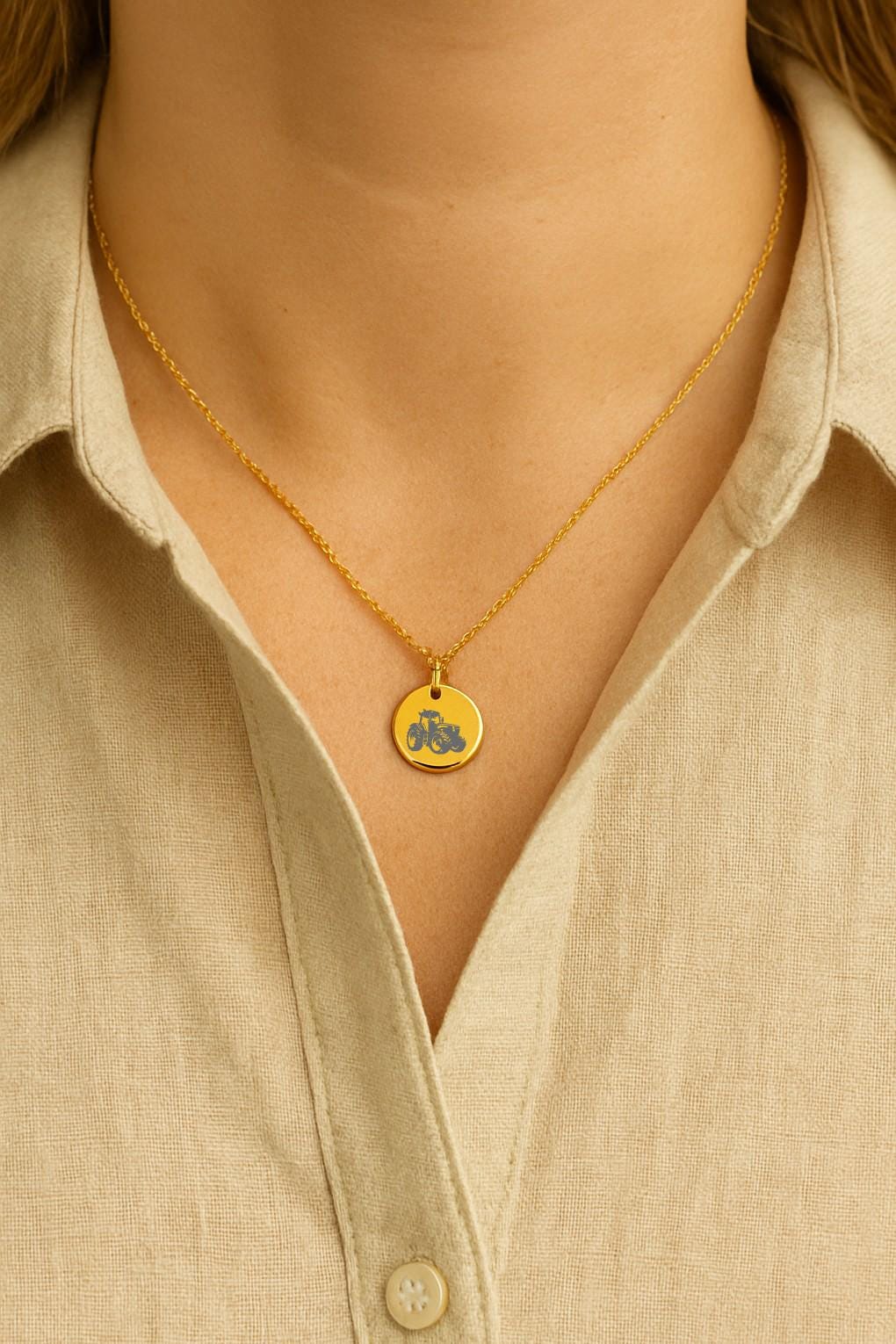 Tractor Necklace – Gold or Silver Pendant – Personalized Farmer Jewelry – Country Girl Gift – Farm Charm – Keychain Option Available