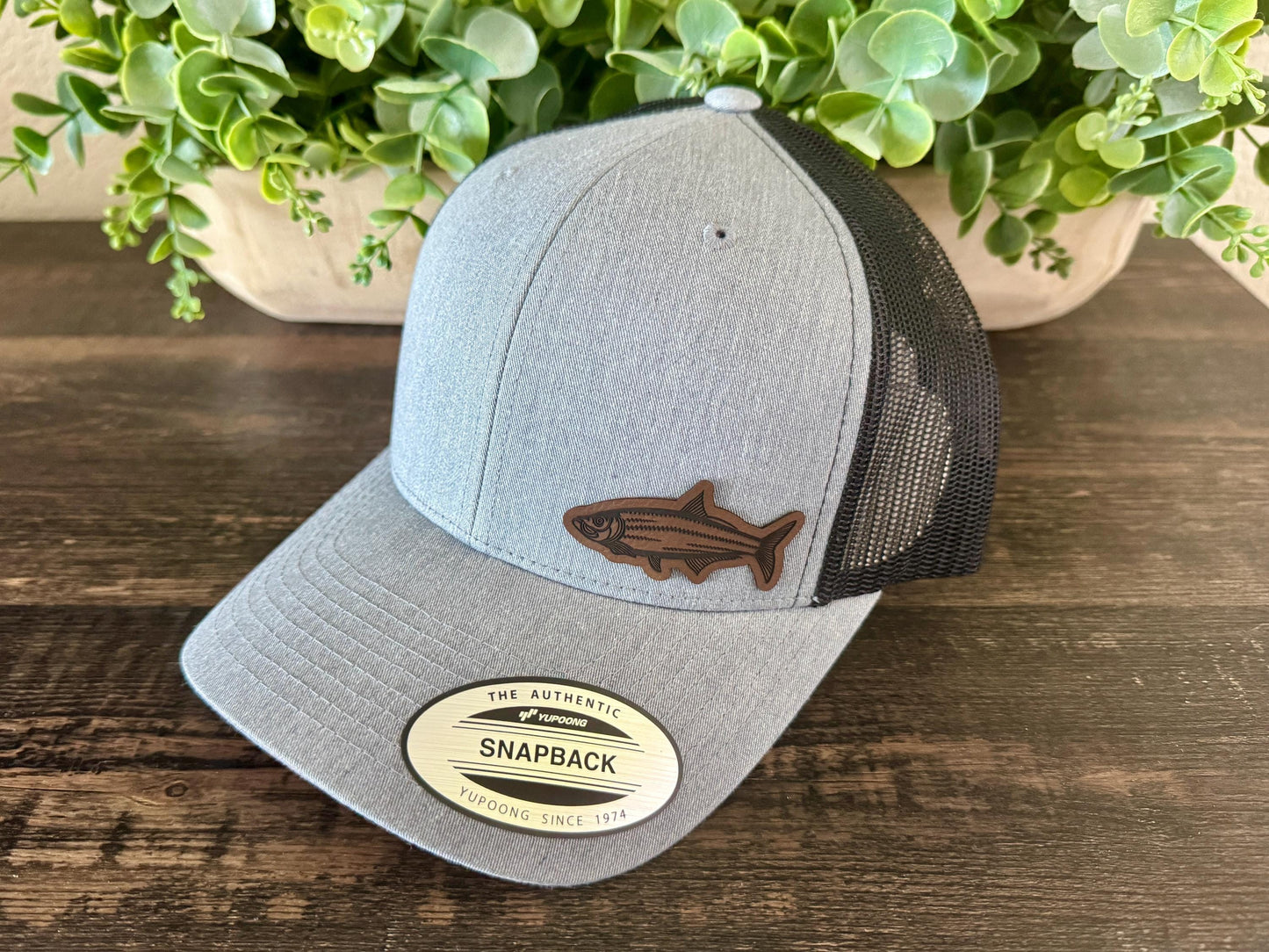 Tarpon Fish Hat Snapback Trucker – Engraved Patch Cap for Saltwater Anglers, Fishing Gift, Coastal or Florida Style Hat