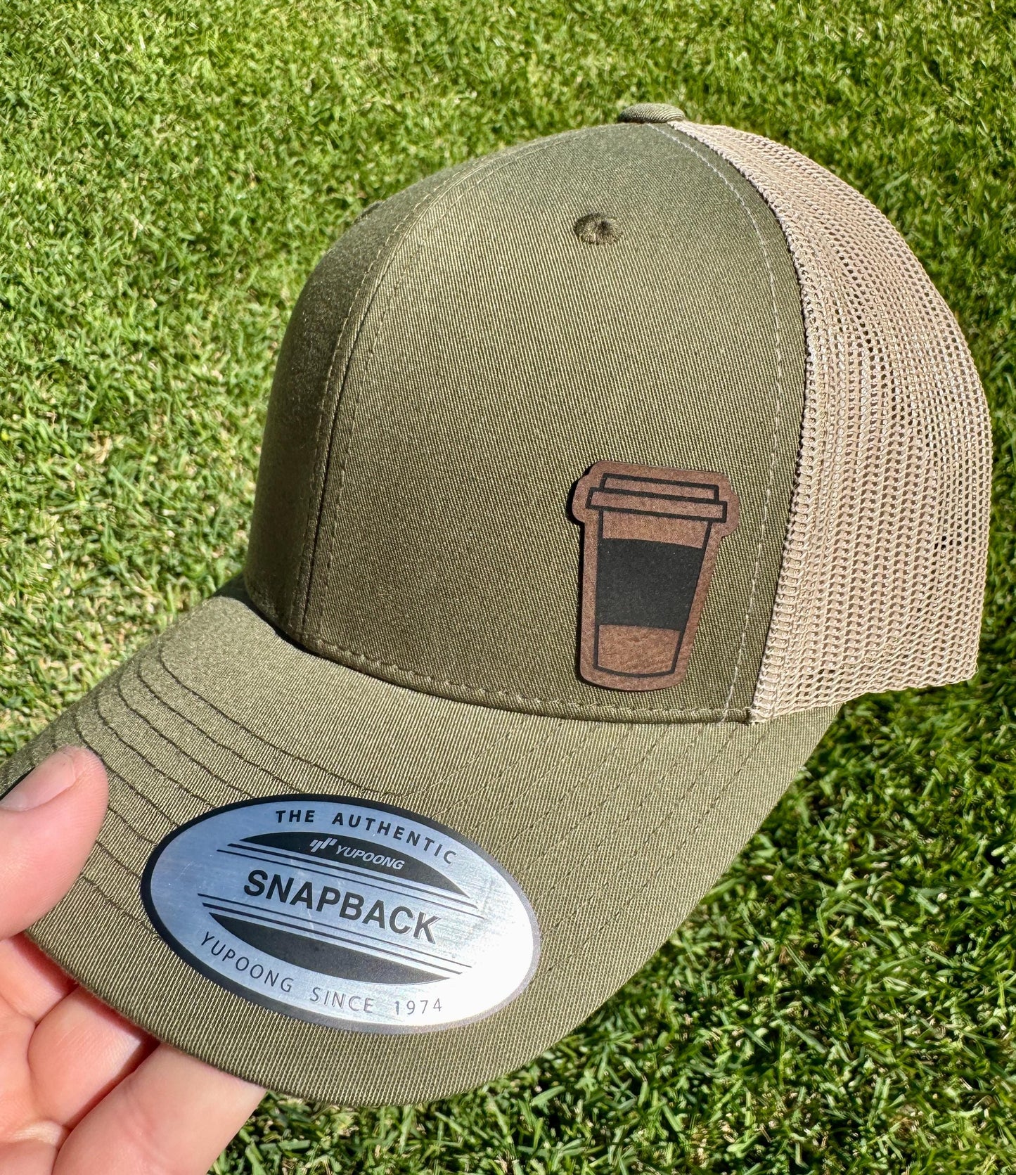 Coffee Cup Trucker Hat – Snapback Cap for Coffee Lovers, Baristas, & Caffeine Addicts, Rustic Coffee Lover Gift