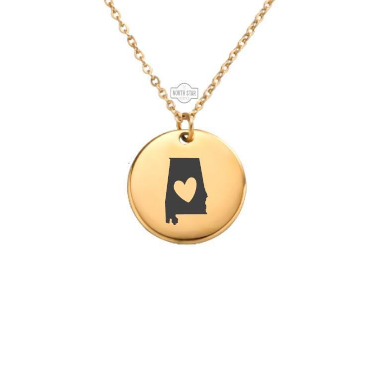 Alabama Necklace – Gold or Silver State Charm – Personalized Southern Gift – Home or Travel Jewelry – Keychain Option Available