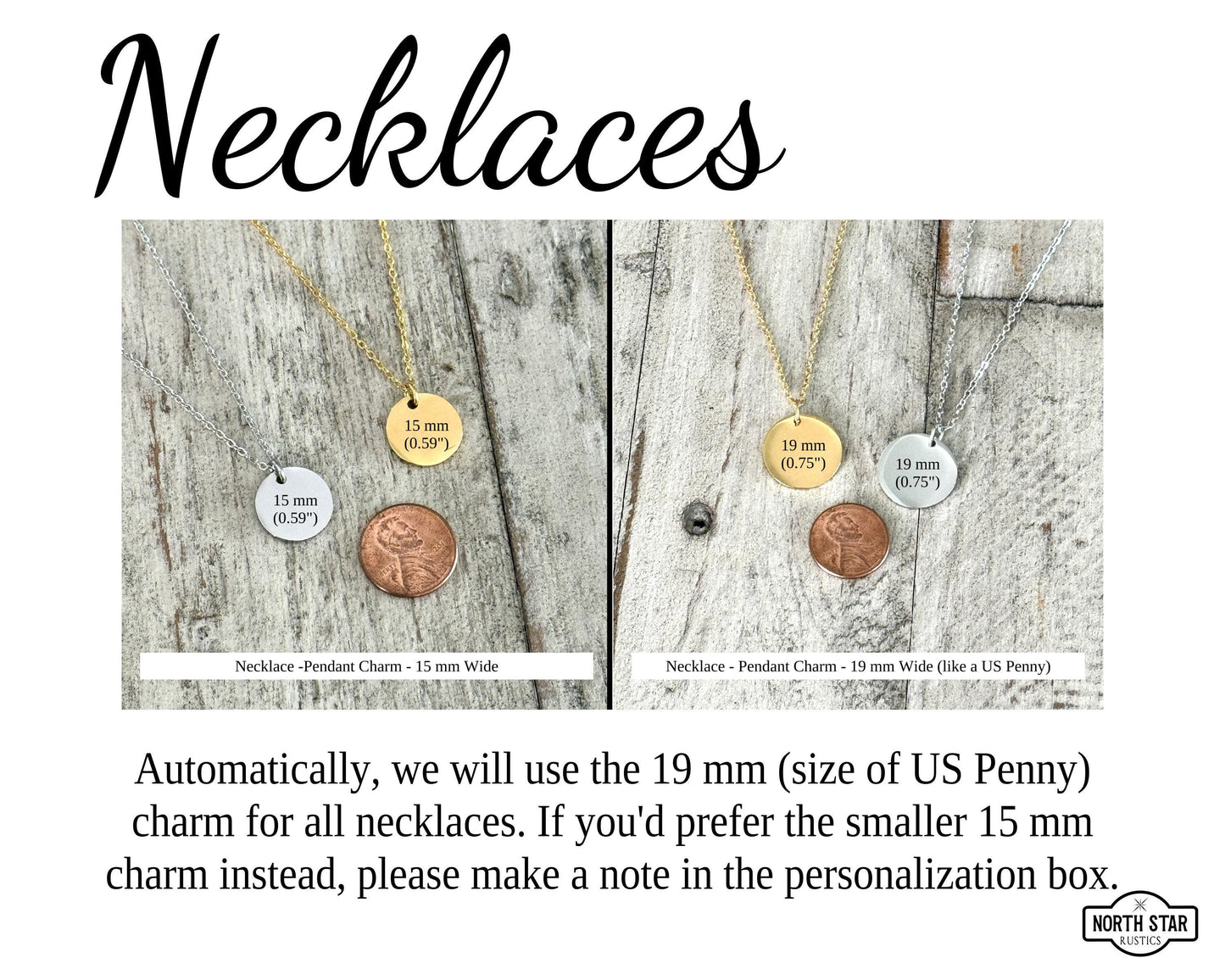 two different necklaces with words on them