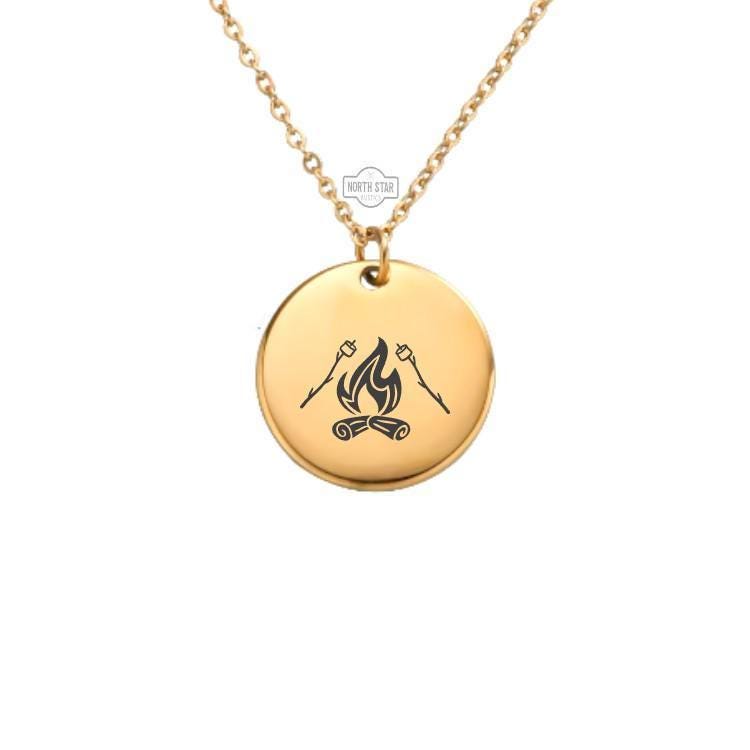 S’mores Over Fire Necklace or Keychain – Camping Gift for Her or Him, Personalized Outdoor Jewelry in Gold or Silver