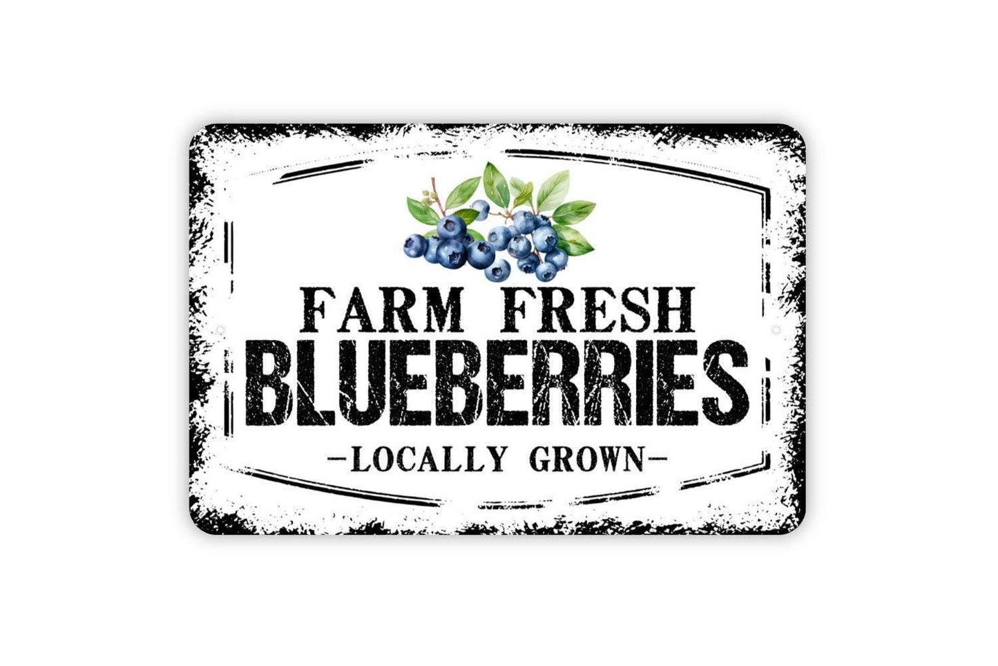 Farm Fresh Blueberries Locally Grown Sign - Blueberry Fruit Metal Sign Wall Art Indoor Or Outdoor