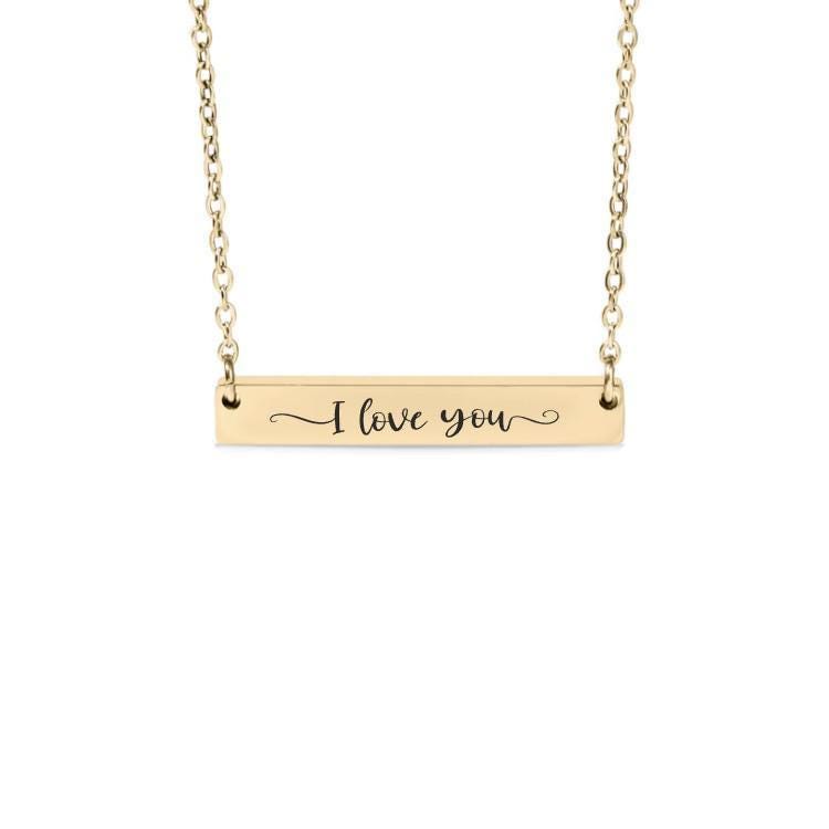 I Love You Bar Necklace or Keychain – Engraved Romantic Gift – Meaningful Jewelry for Partner, Family, or Friend