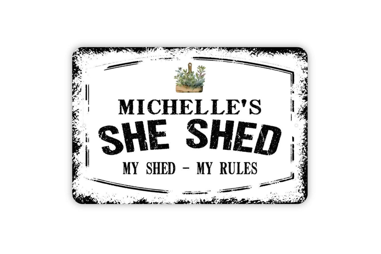 Personalized She Shed Sign - Custom Workshop Metal Wall Art Indoor Or Outdoor