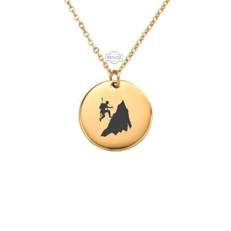 Alpinist Necklace or Keychain β Mountain Climber Pendant Gift for Her or Him, Personalized Adventure Jewelry in Gold or Silver