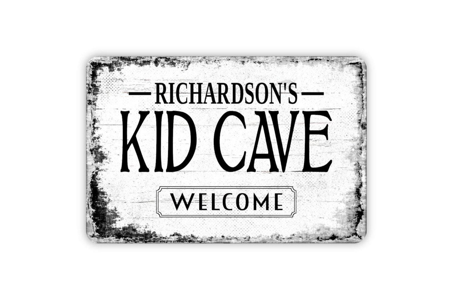 Kid Cave Sign - Personalized Children Toy Room Play Room Clubhouse Fort Bedroom Metal Wall Art - Custom Name Sign