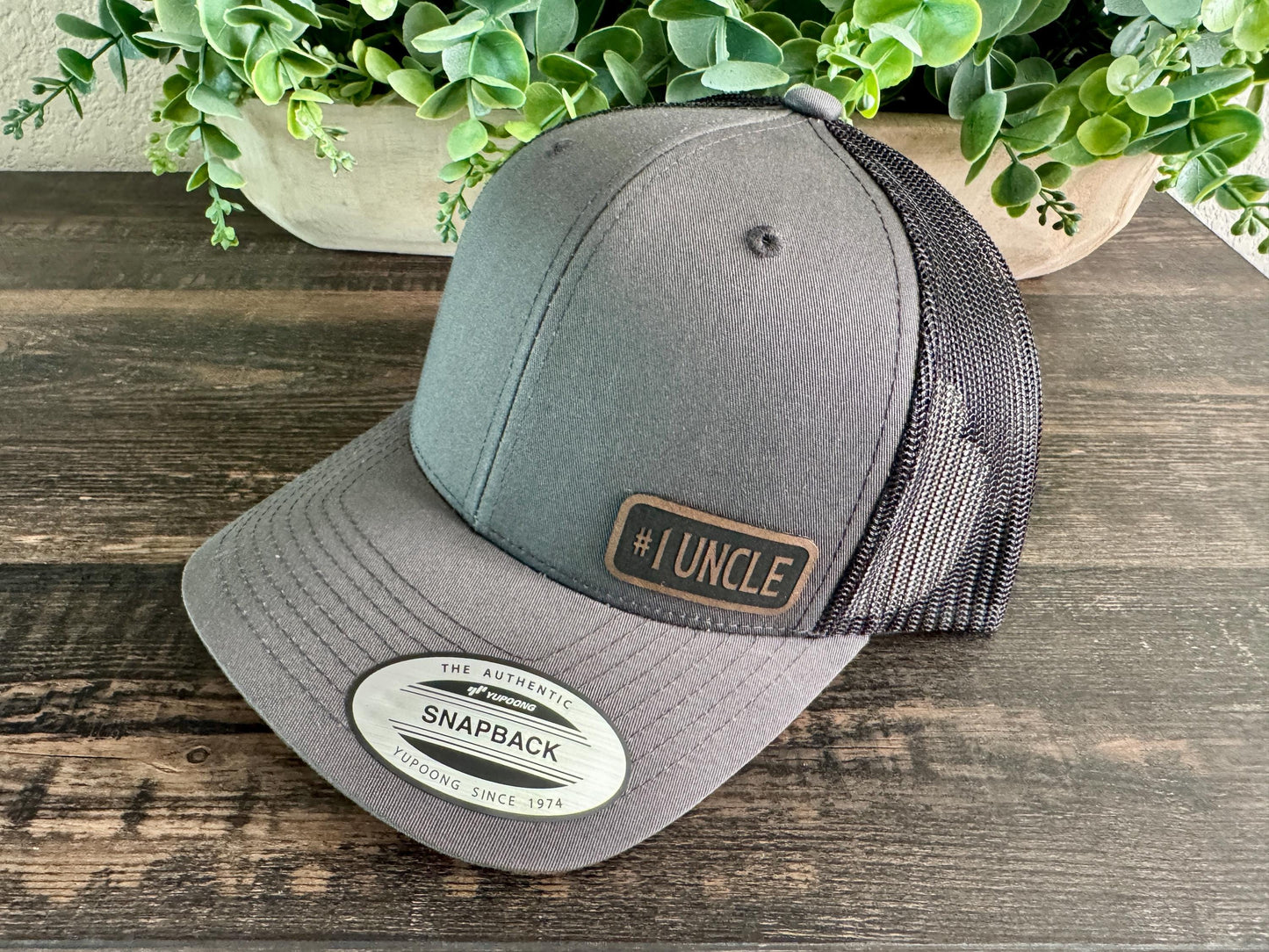 Number One Uncle Hat – #1 Uncle Snapback Trucker Hat, Engraved Patch Cap, Gift for Uncle from Niece or Nephew, Birthday or Father's Day Hat