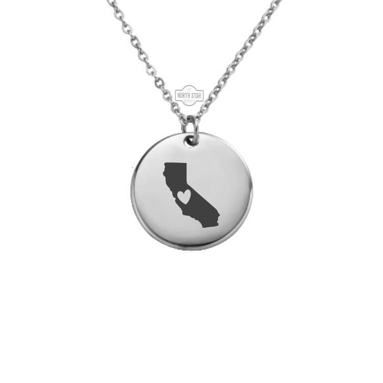 California Necklace – Gold or Silver State Outline Charm – Personalized CA Jewelry – West Coast Gift – Custom Keychain Available