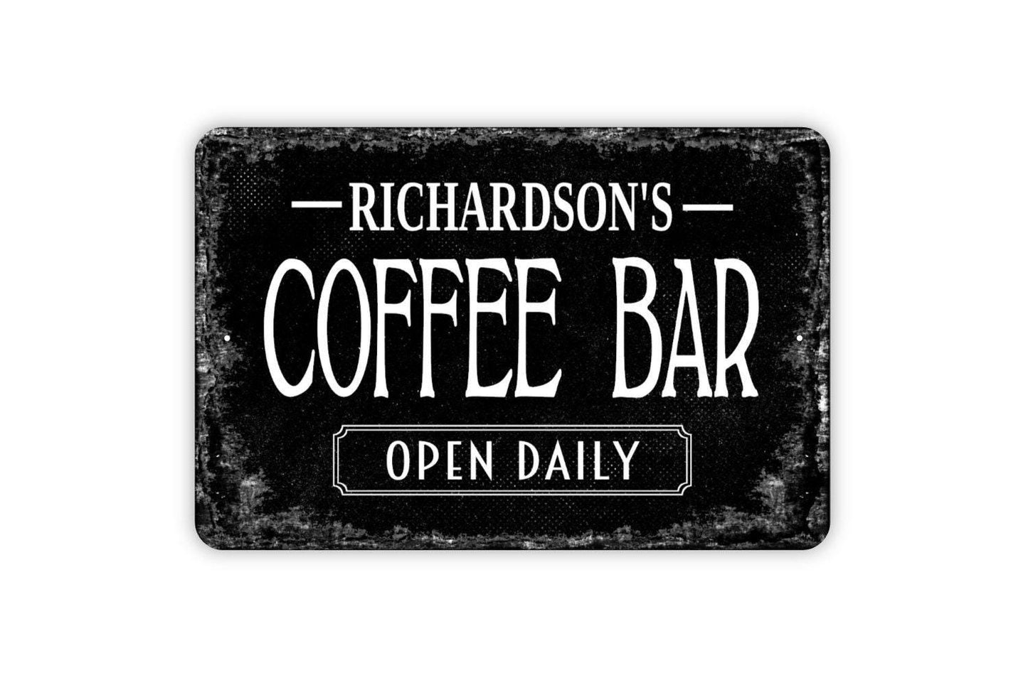 Personalized Coffee Bar Sign - Kitchen Metal Wall Art - Custom Name Sign