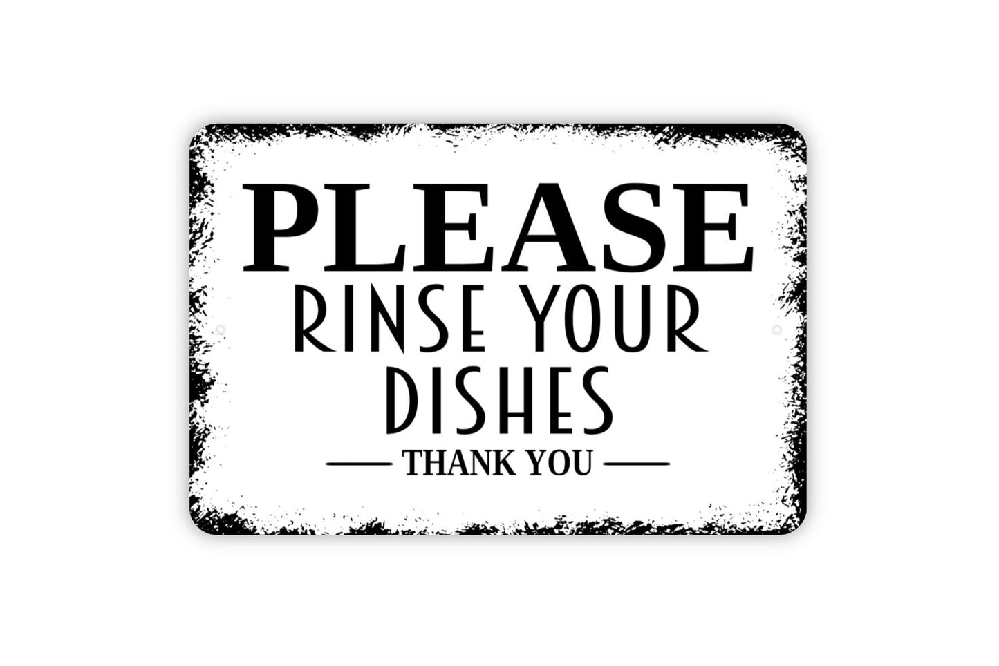 Please Rinse Your Dishes Thank You Sign - Clean Your Plate Rinse And Wash Metal Sign Dishwasher Notice Sign