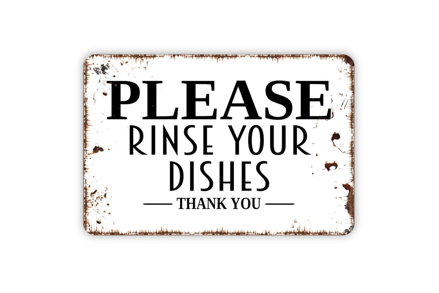Please Rinse Your Dishes Thank You Sign - Clean Your Plate Rinse And Wash Metal Sign Dishwasher Notice Sign