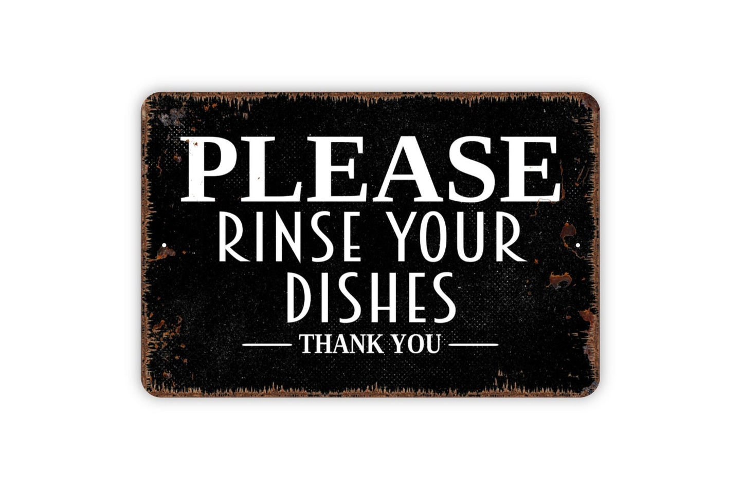 Please Rinse Your Dishes Thank You Sign - Clean Your Plate Rinse And Wash Metal Sign Dishwasher Notice Sign