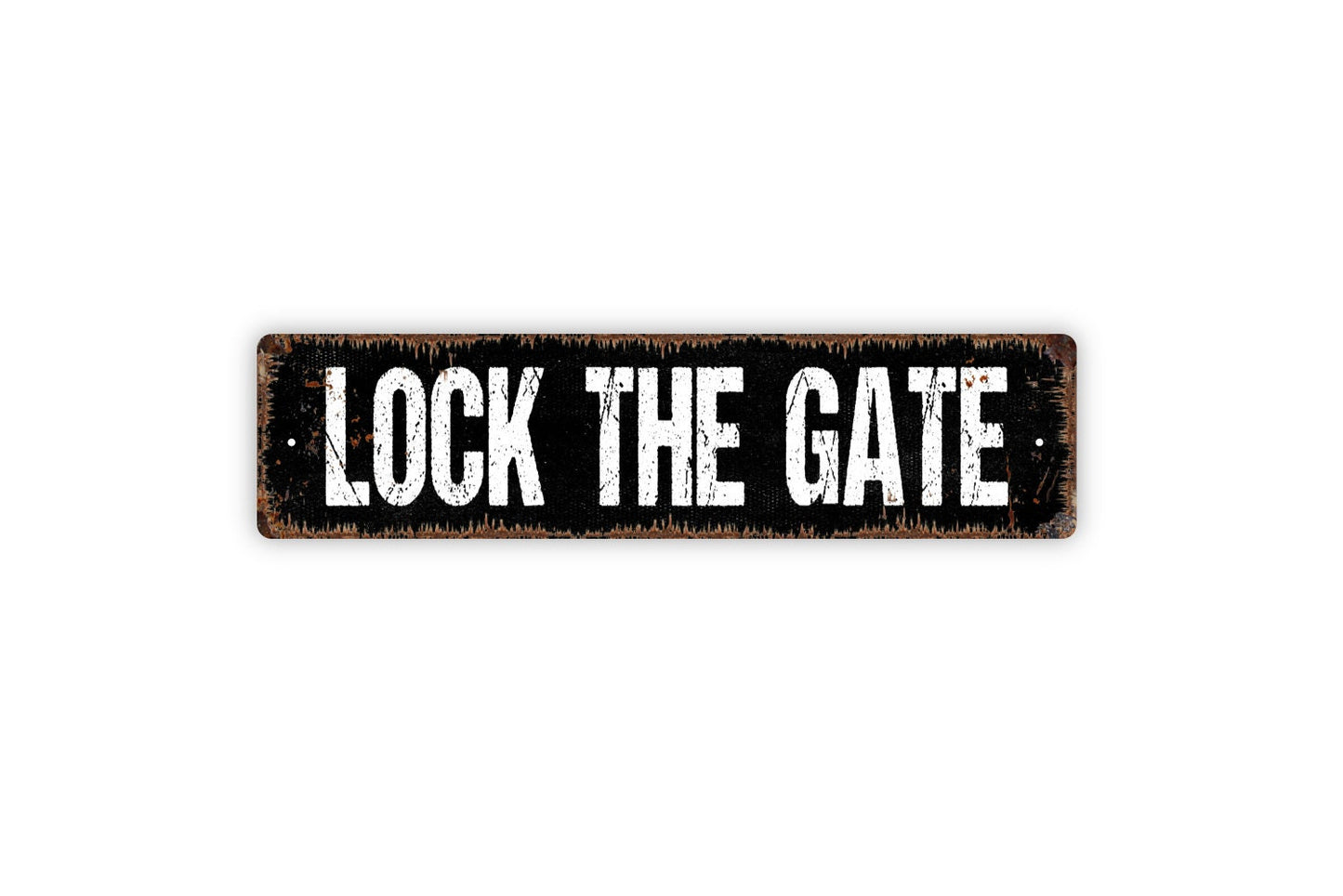 Lock The Gate Sign - Please Close Gate Keep Locked Rustic Street Metal Sign or Door Name Plate Plaque