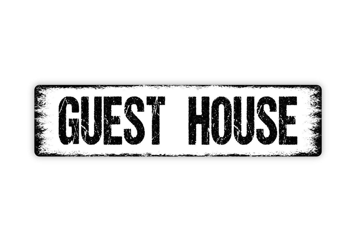 Guest House Sign - Bed And Breakfast Vacation Rental Welcome To Our Home Vinyl Sticker Or Street Metal Sign or Door Name Plate Plaque