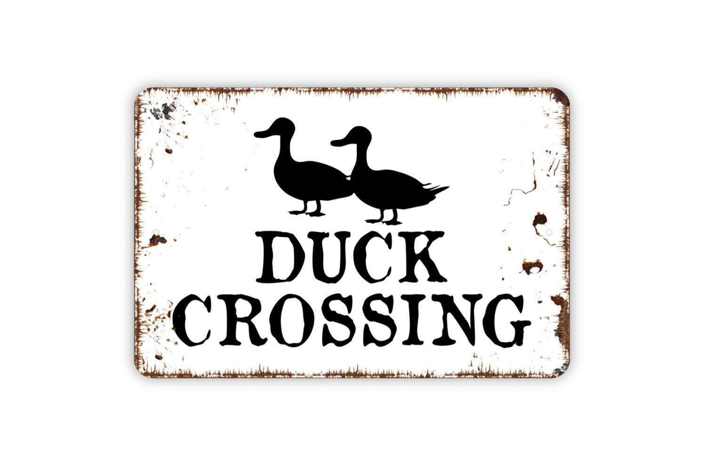 Duck Crossing Sign - Waterfowl Quack Birds Metal Sign Modern Wall Art Indoor Or Outdoor