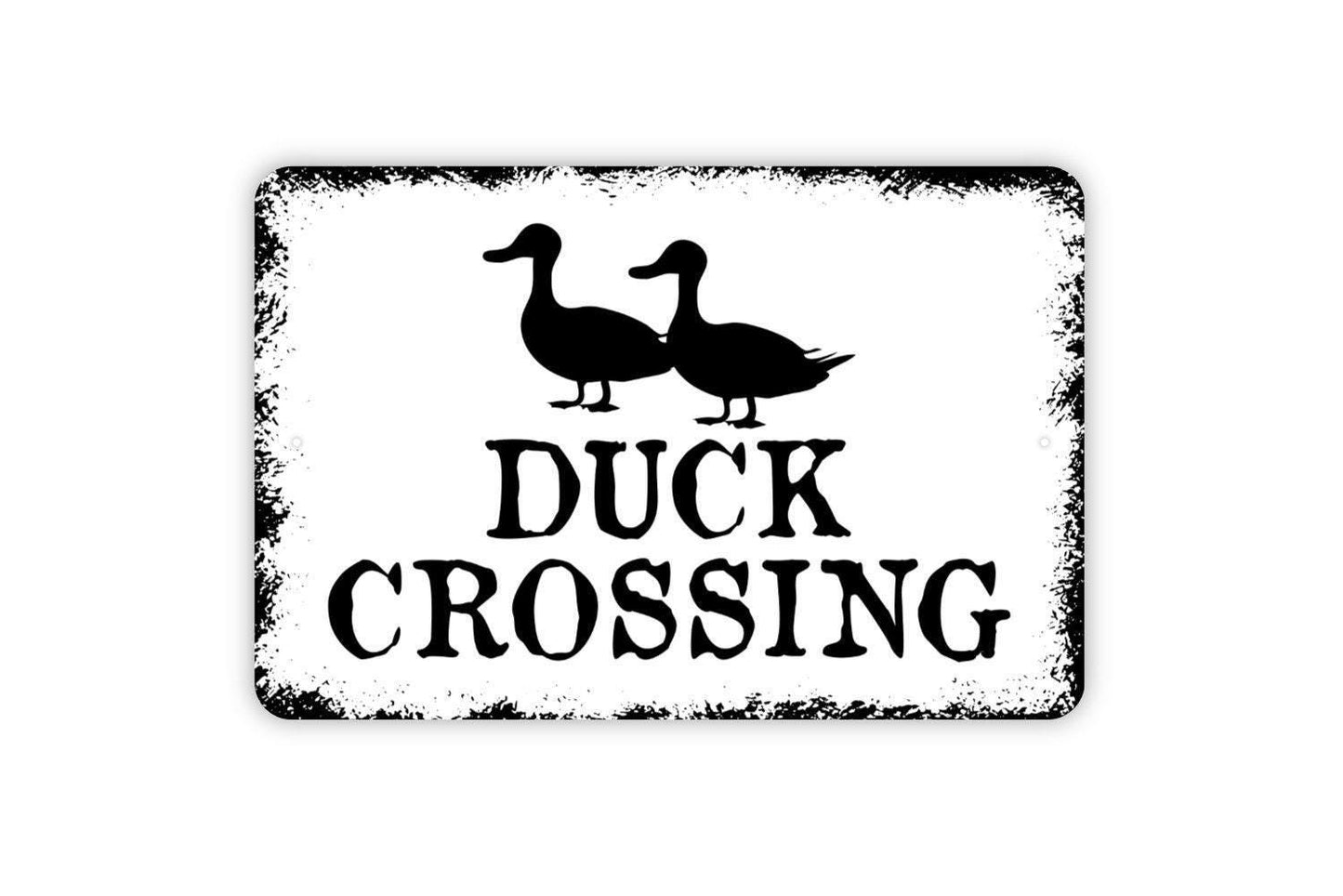 Duck Crossing Sign - Waterfowl Quack Birds Metal Sign Modern Wall Art Indoor Or Outdoor