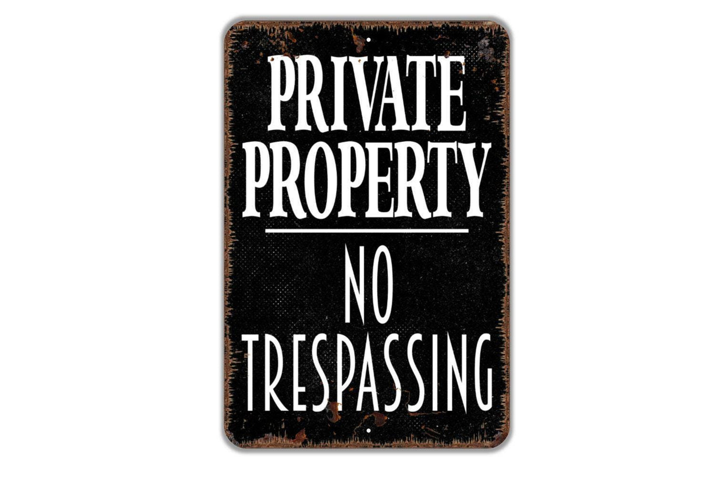 Private Property No Trespassing Sign | Rustic Wall Sign for Home, Ranch, Cabin, or Business | Metal Sign or Vinyl Sticker Property Notice