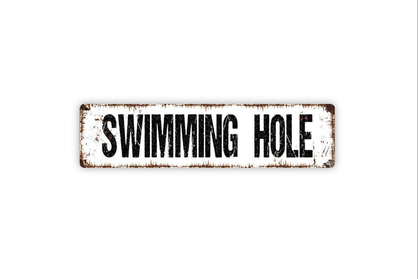 Swimming Hole Sign - Lake River Creek Pool Beach Vinyl Sticker Or Street Metal Sign or Door Name Plate Plaque