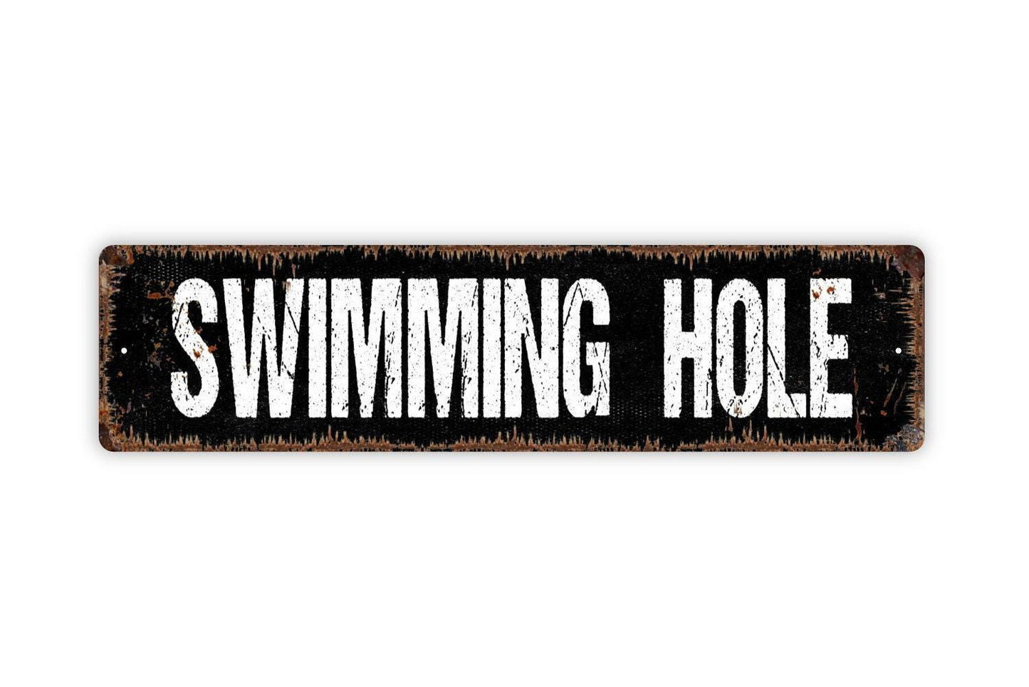 Swimming Hole Sign - Lake River Creek Pool Beach Vinyl Sticker Or Street Metal Sign or Door Name Plate Plaque