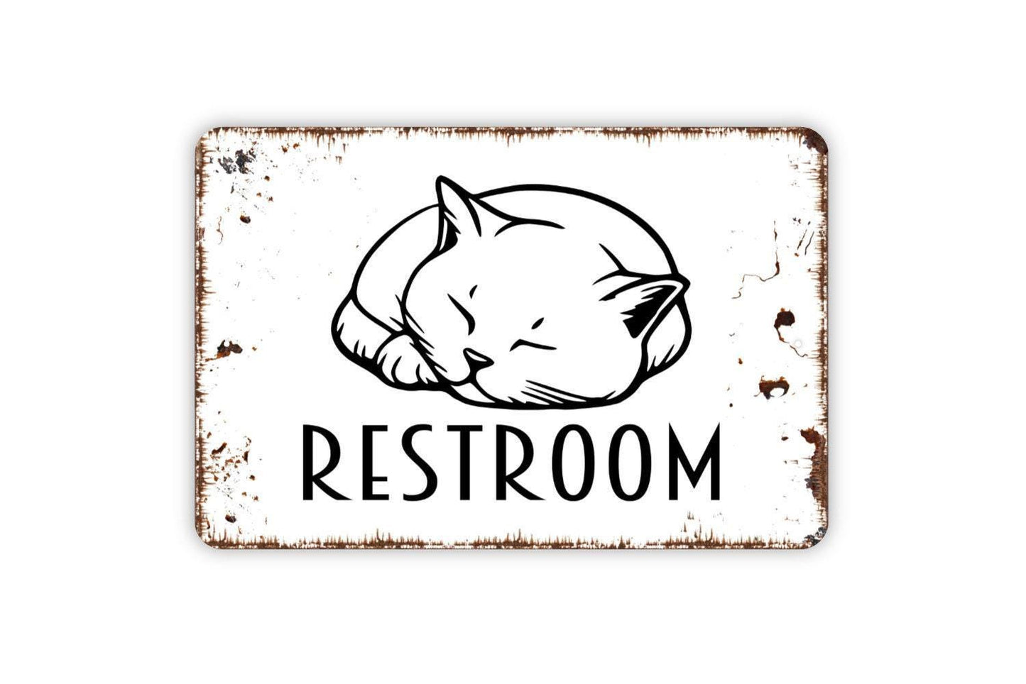 The Cat Restroom Sign - The Cat House Litter Box Funny Bathroom Metal Indoor or Outdoor Wall Art