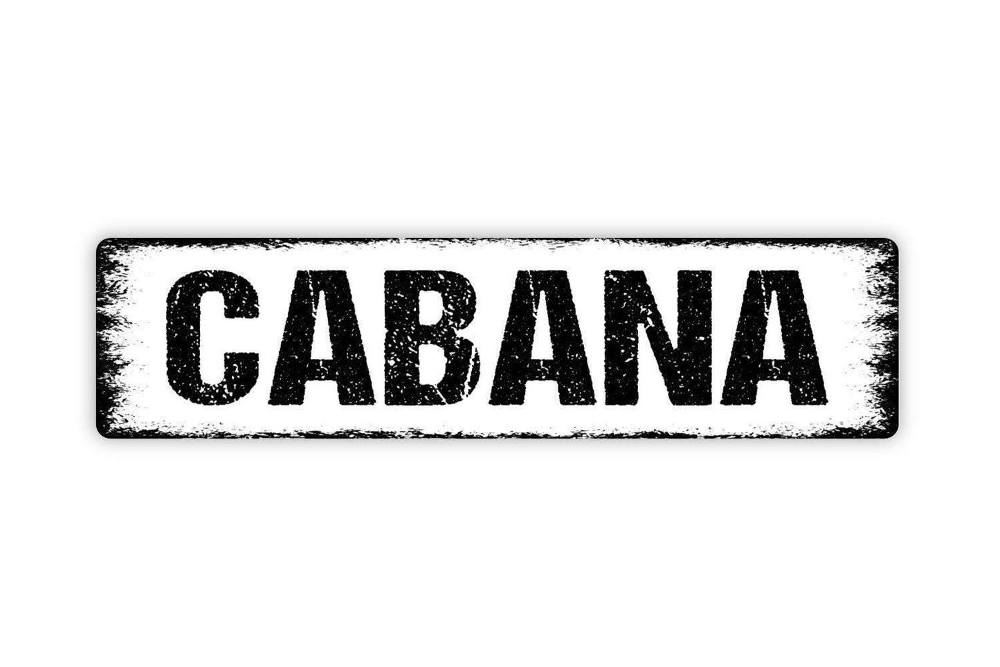 Cabana Sign - Swimming Pool Backyard Paradise Beach Vinyl Sticker Or Street Metal Sign or Door Name Plate Plaque