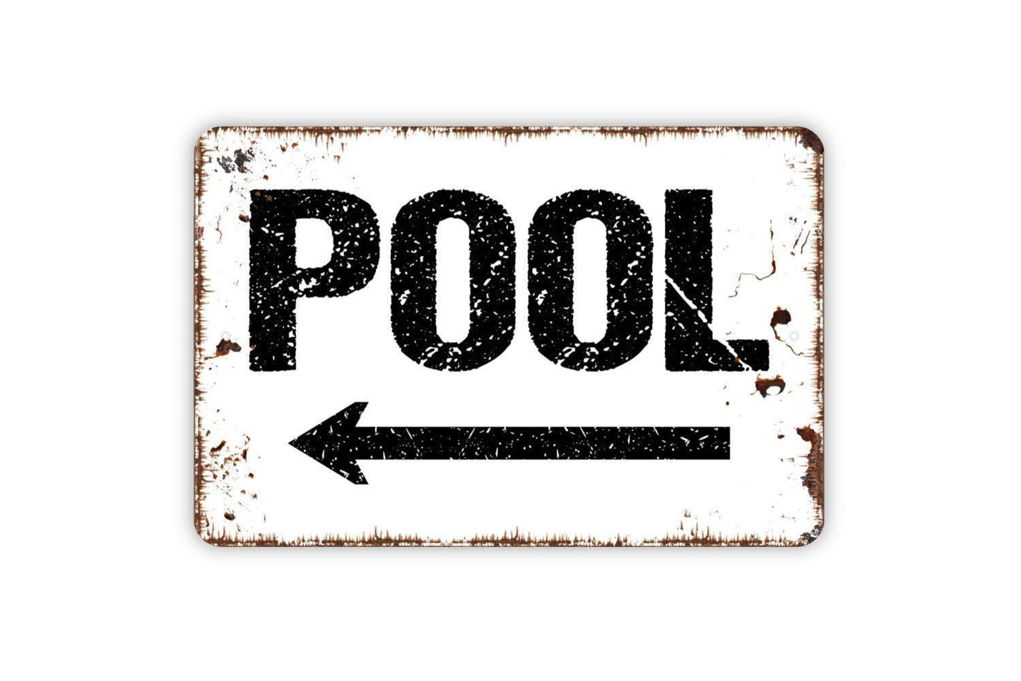 Pool Arrow Sign – Right or Left Directional Sign – Outdoor Poolside Wall Decor – Patio or Backyard Sign – Metal Sign or Vinyl Sticker