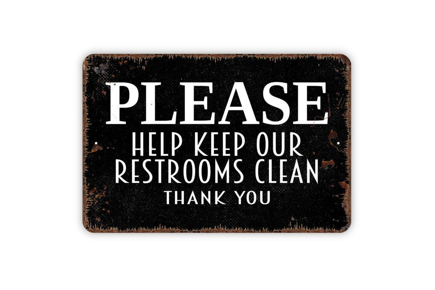Please Help Keep Our Restrooms Clean Sign | Bathroom Etiquette Wall Decor | Metal Sign or Vinyl Sticker for Businesses or Public Areas