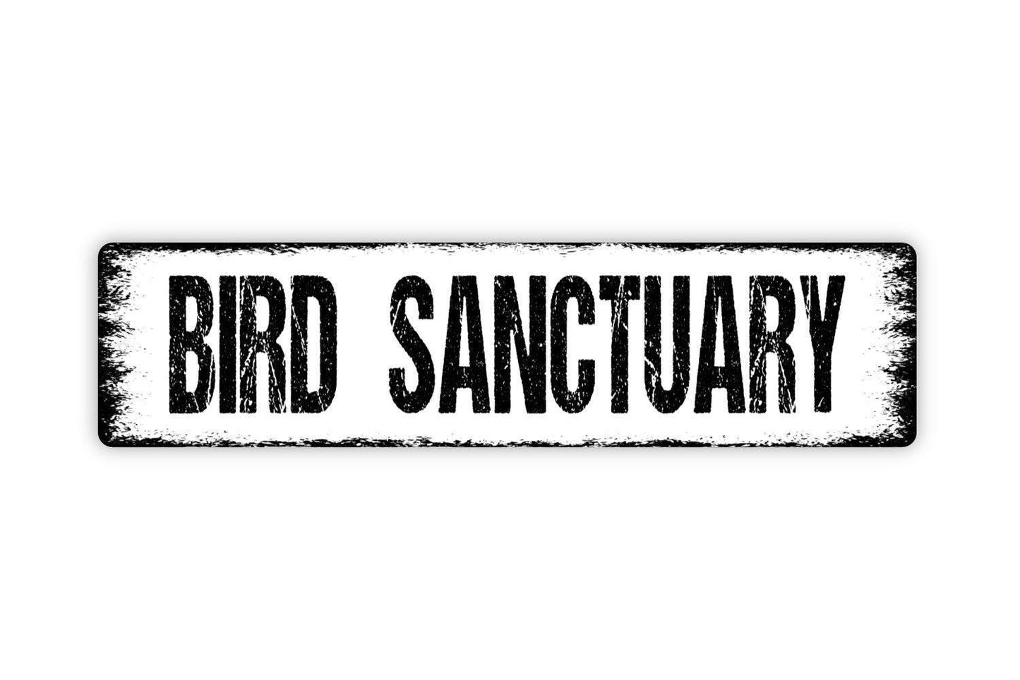 Bird Sanctuary Sign - Apiary Bird Feeder Nest Birdhouse Garden Vinyl Sticker Or Street Metal Sign or Door Name Plate Plaque