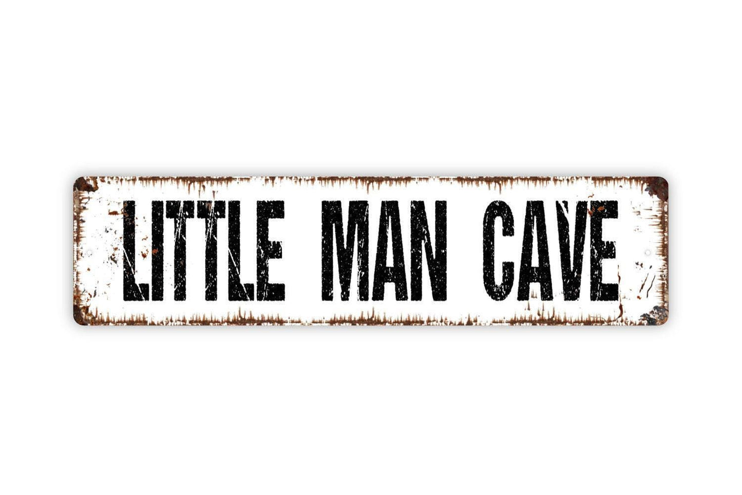 Little Man Cave Sign - Caution Kids Playing Toy Room Clubhouse Boy's Room Vinyl Sticker Or Street Metal Sign or Door Name Plate Plaque