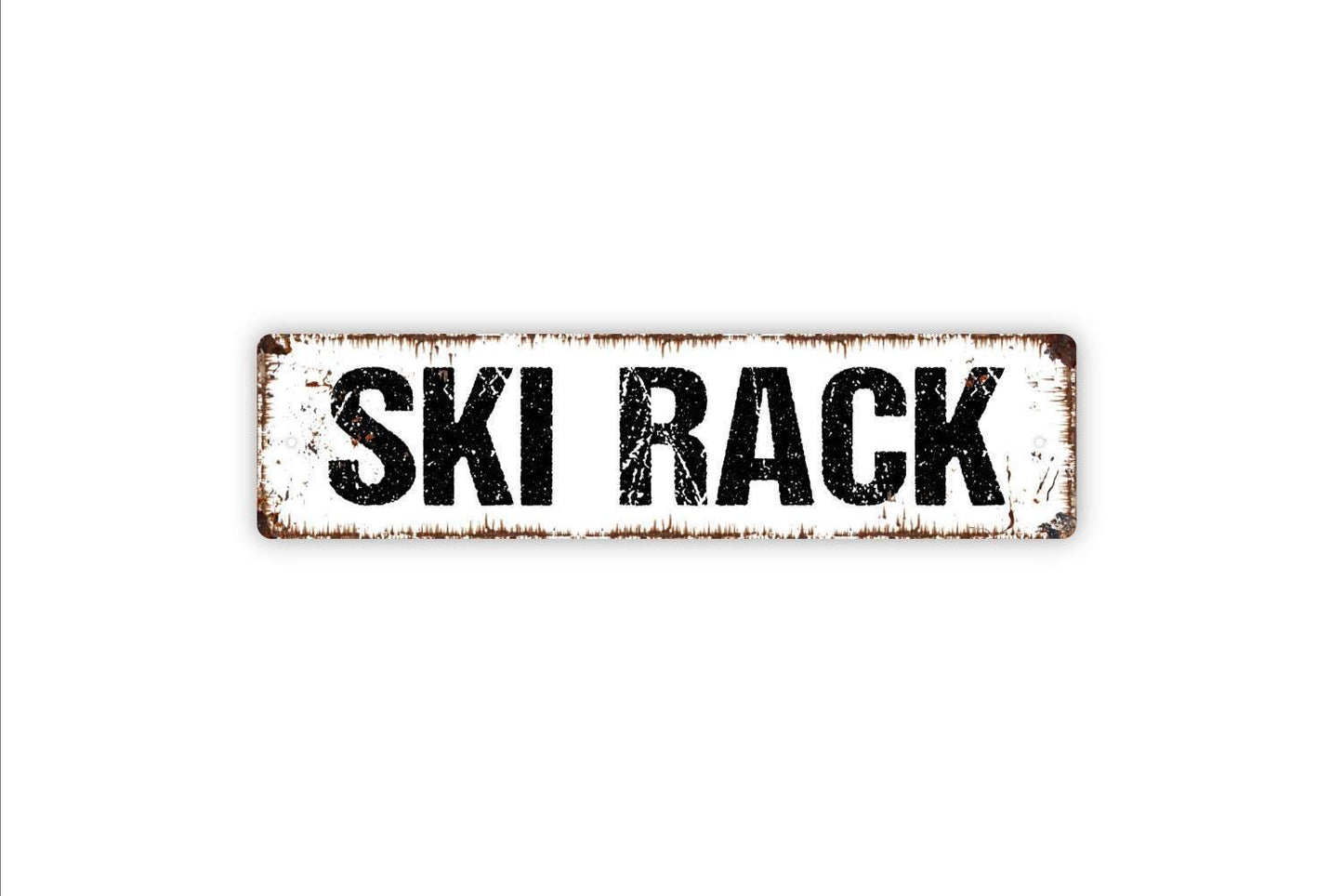 Ski Rack Sign - Ski Resort Storage Vinyl Sticker Or Metal Street Sign or Door Name Plate Plaque