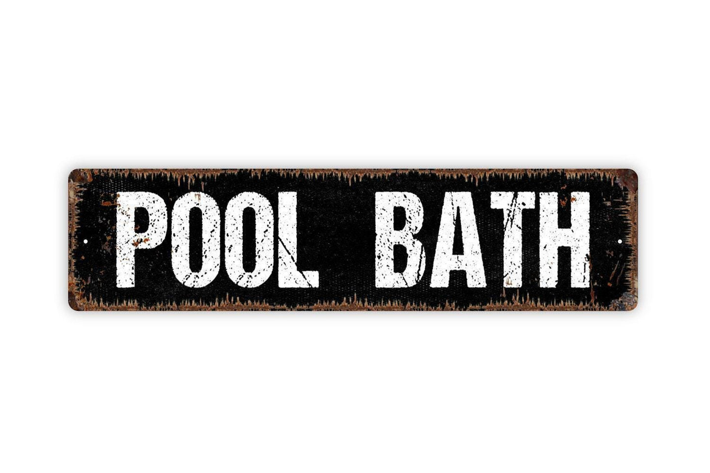 Pool Bath Sign - Swimming Pool Bathroom Restroom Dressing Room Backyard Patio Vinyl Sticker Or Street Metal Sign or Door Name Plate Plaque
