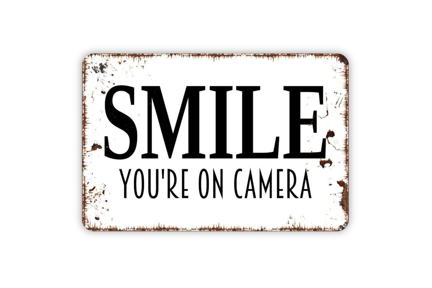 Smile You’re On Camera Sign – Security Warning Wall Decor – Outdoor Yard or Fence Sign – Metal Sign or Vinyl Sticker