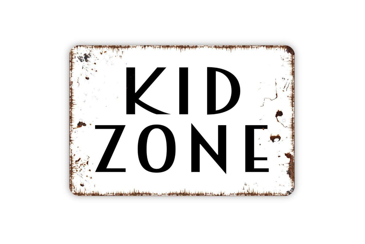 Kid Zone Sign | Playroom or Children’s Area Wall Decor | Metal Sign or Vinyl Sticker for Kids’ Room, Classroom, or Outdoor Play Space
