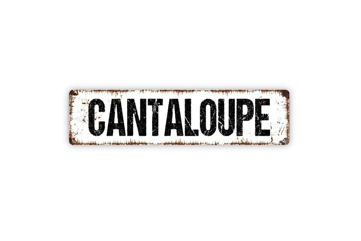 Cantaloupe Sign - Garden Marker Produce Fruit Farmers Market Vinyl Sticker Or Street Metal Sign or Door Name Plate Plaque
