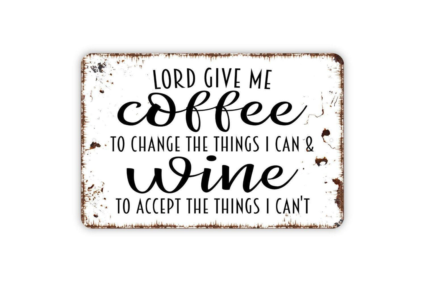 Coffee Serenity Prayer Sign | Funny Kitchen Wall Decor | Metal Sign or Vinyl Sticker for Coffee Bar, Home, or Office