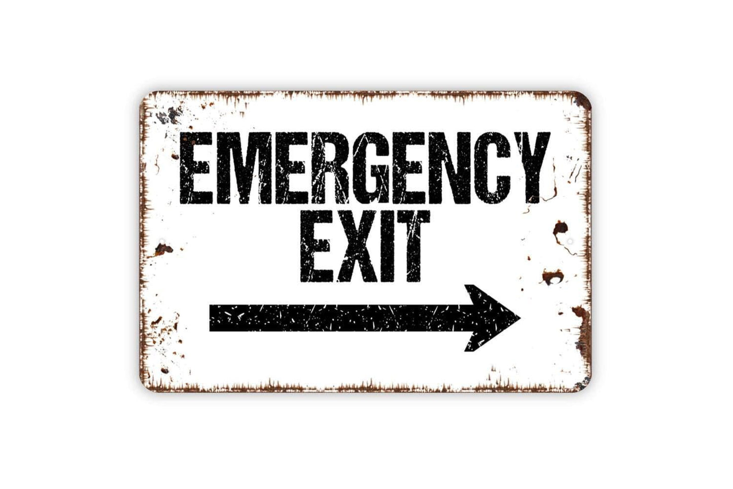 Emergency Exit with Right or Left Arrow Sign - Metal Indoor or Outdoor Wall Art