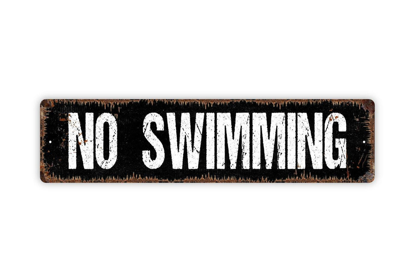 No Swimming Sign - No Swim Area Shallow Or Rough Water Vinyl Sticker Or Street Metal Sign or Door Name Plate Plaque
