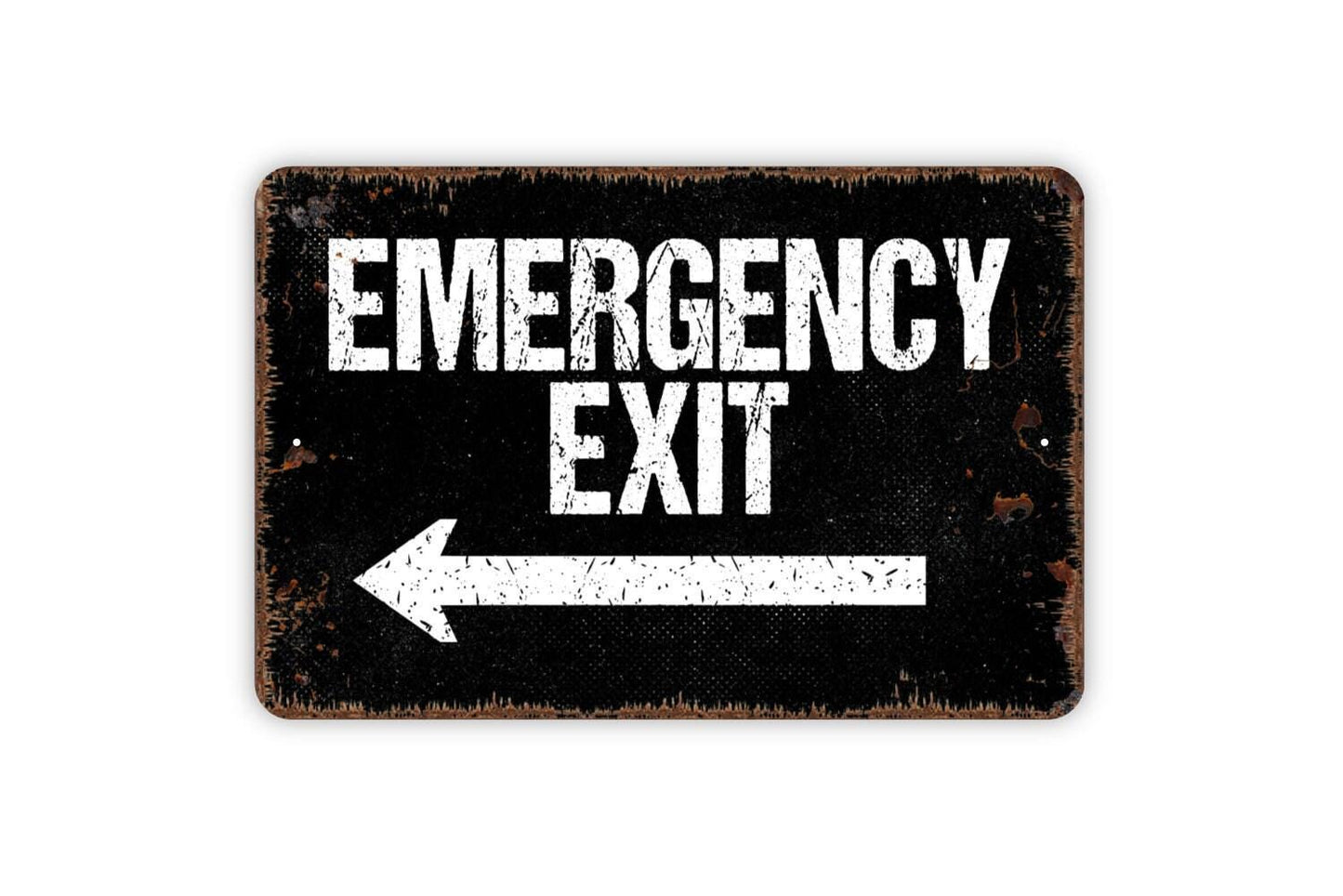 Emergency Exit with Right or Left Arrow Sign - Metal Indoor or Outdoor Wall Art