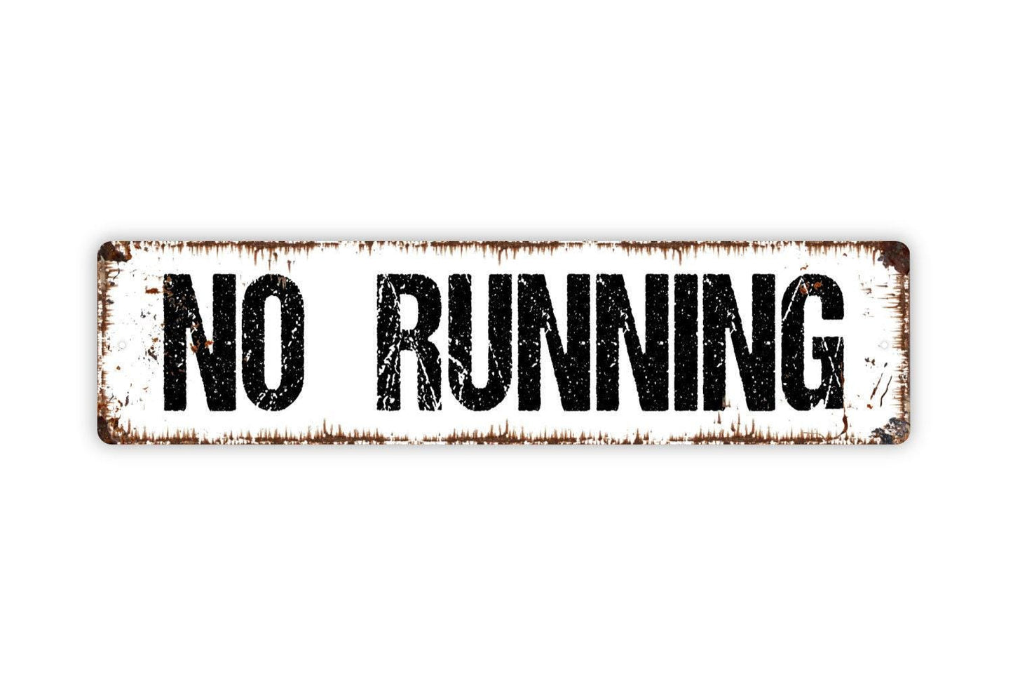 No Running Sign Metal or Vinyl Sticker | Pool Safety Sign | Funny Yard Decor | Gym or School Sign | Rustic Outdoor Warning Sticker