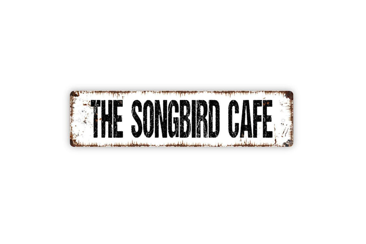 The Songbird Cafe Sign - Apiary Bird Feeder Nest Birdhouse Garden Vinyl Sticker Or Street Metal Sign or Door Name Plate Plaque
