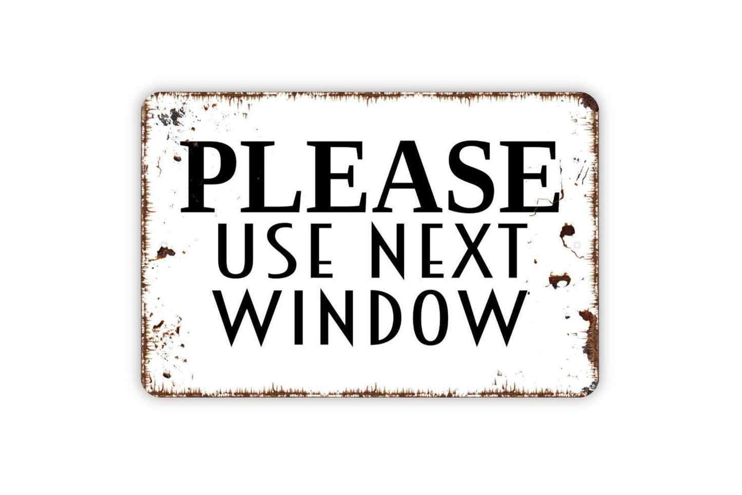 Please Use Next Window Sign - Business Restaurant Line Queue Modern Wall Art Indoor Or Outdoor
